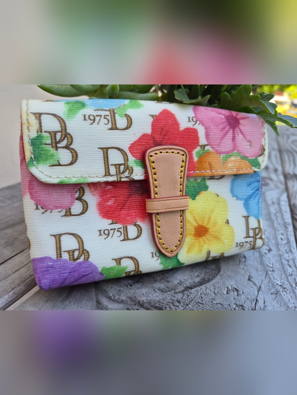 Dooney & Bourke Leather Janine DB75 Floral Wristlet Wallet - Picture 4 of 11